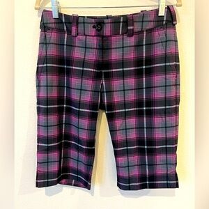 Women’s Nike Golf Pink & Gray Plaid Stretch Bermuda Shorts Dri-Fit 6